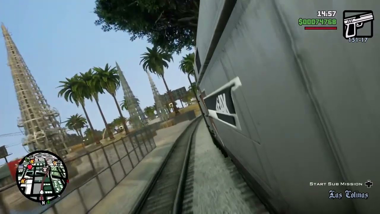 Cj Driving train around map on Gta San Andreas
