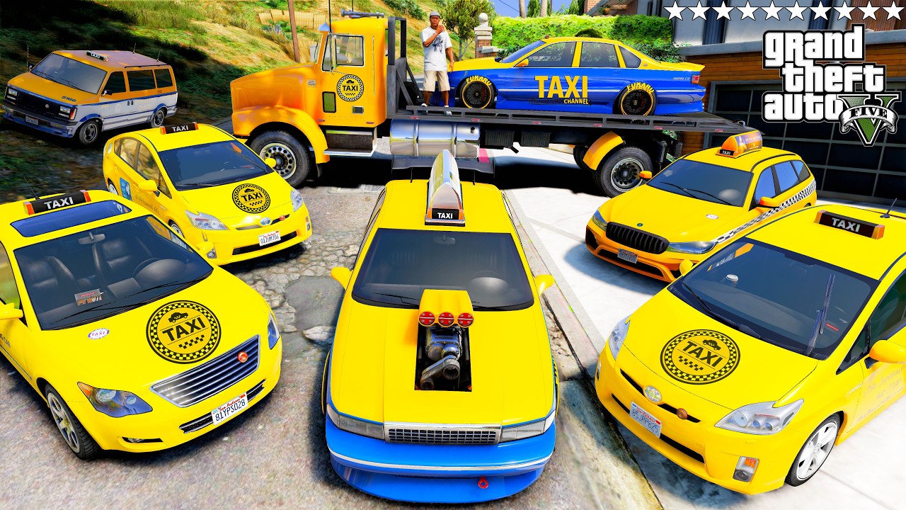 GTA 5 - Stealing TAXI SUPERCARS with Franklin! (Real Life Cars #400)
