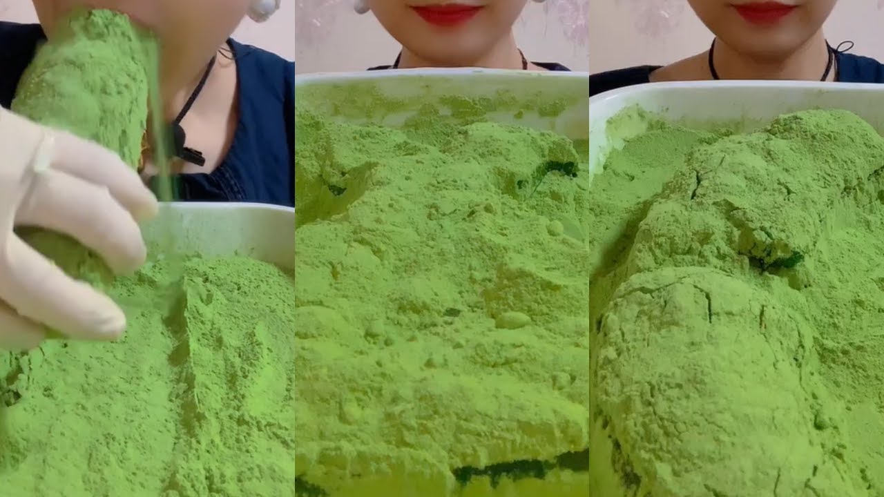 얼음먹방 HEAVY MATCHA POWDER ICE EATING ASMR 💚🍵 CRUNCH ICE BLOCK ICE  녹차 | Матча | 抹茶