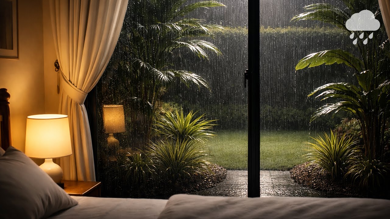 Rain Sounds for Sleeping | White Noise | 8 Hours Cozy Night Garden Ambience