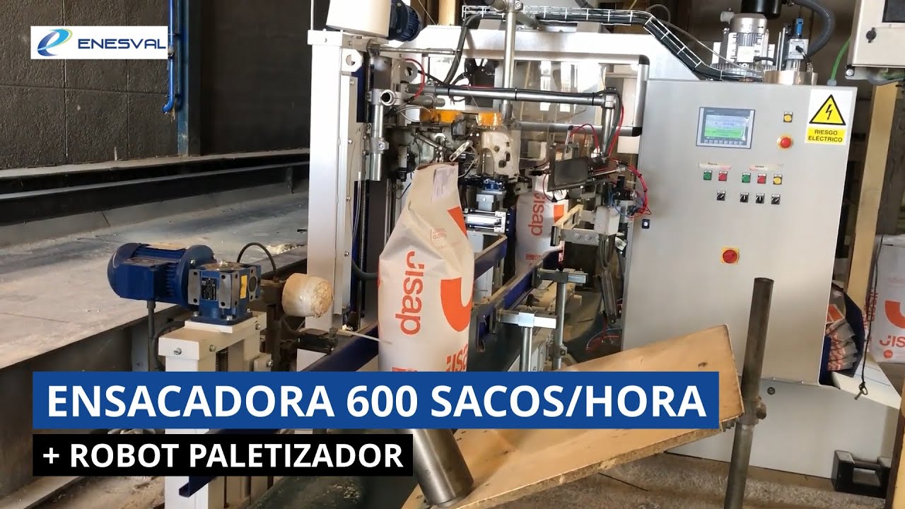L&iacute;nea de ensacado producci&oacute;n 600 sacos/hora m&aacute;s robot paletizador -Enesval