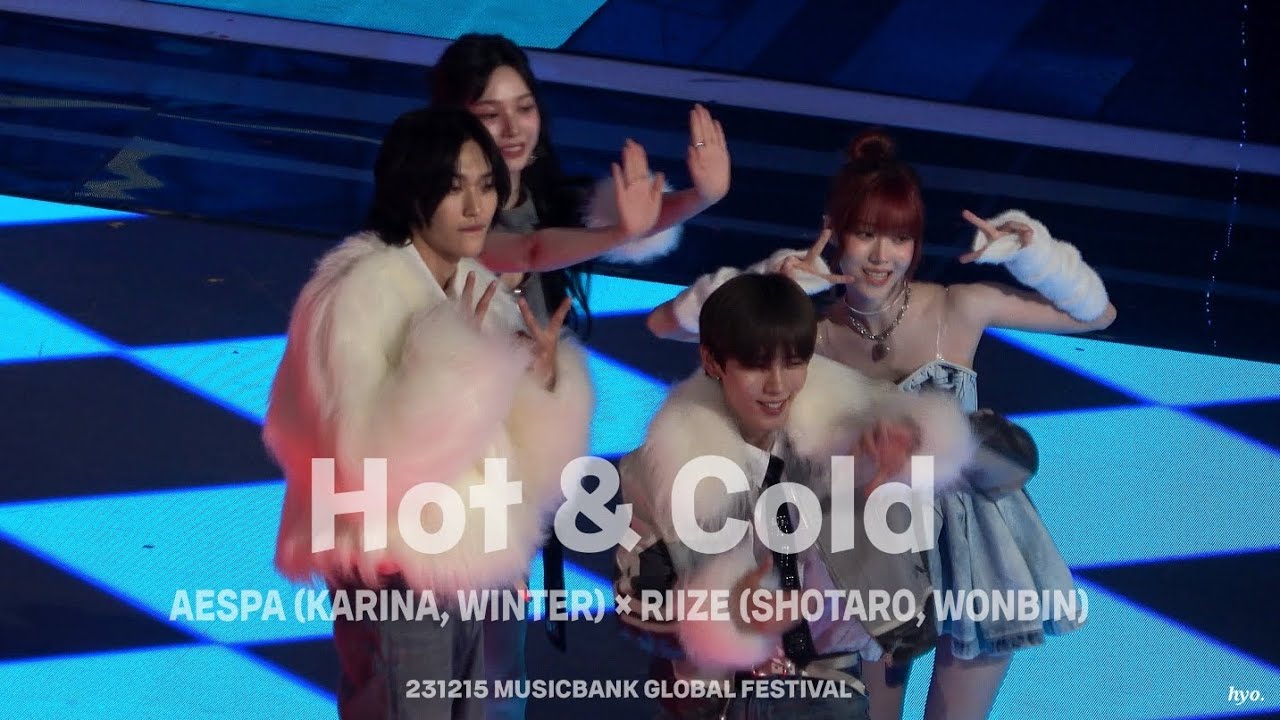 [4K] Hot & Cold 핫앤콜드 (온도차) AESPA 에스파 (카리나, 윈터) × RIIZE 라이즈 (쇼타로, 원빈) 직캠 fancam 뮤직뱅크 글로벌 페스티벌