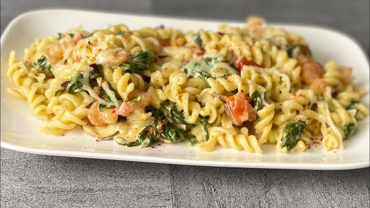 Pasta met garnalen in roomsaus 👍😍😋