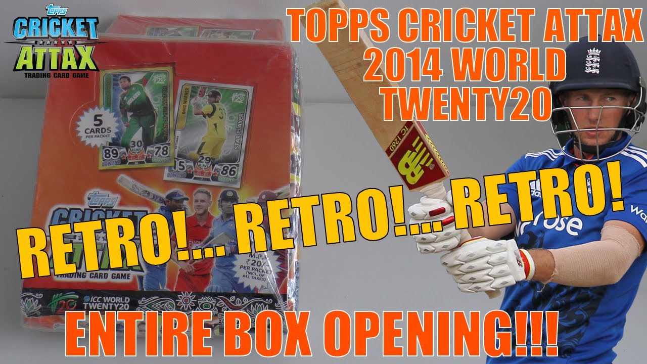 RETRO ... RETRO... RETRO! ☆ ENTIRE BOX OPENING ☆ CRICKET ATTAX WORLD TWENTY20 2014 ☆ Topps ☆