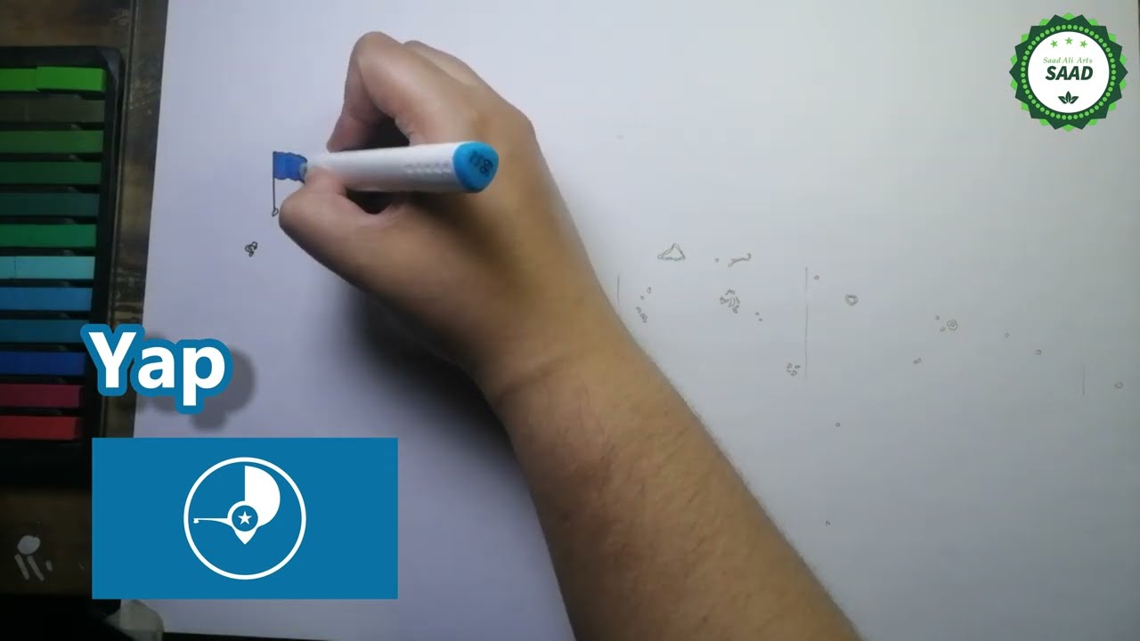 Drawing FS Micronesia states flag map | Flag map of Federated States of Micronesia States