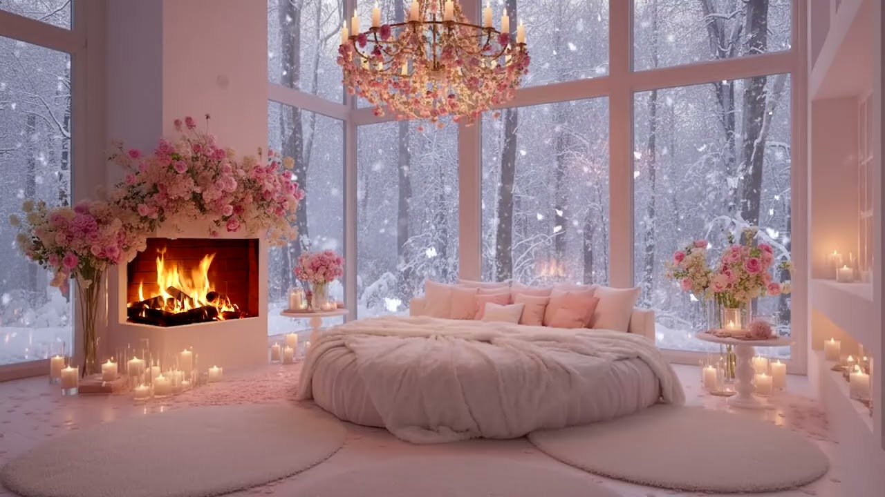 Quiet Winter — soft snowfall, distant wind, warm lights and gentle ambience for deep calm