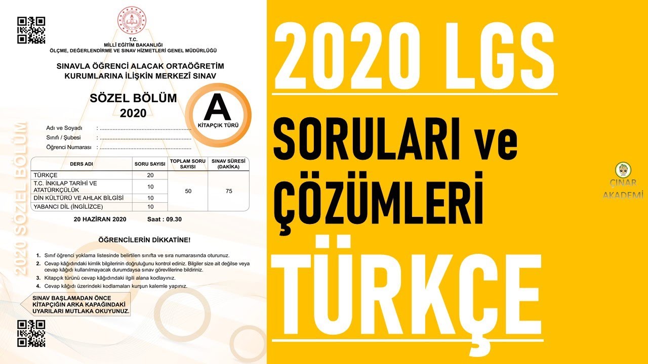 2020 LGS TÜRKÇE SORULARI ve ÇÖZÜMLERİ, AÇIKLAMALI ANLATIM