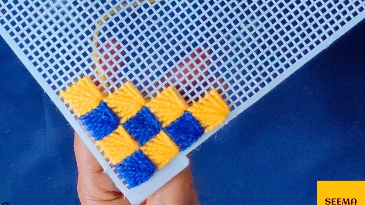 simple and latest plastic Canvas design idea || net embroidery ||