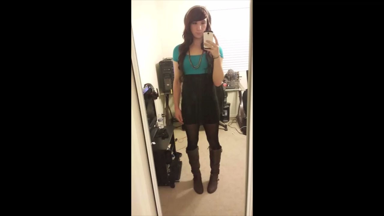 Charming selfies of beautiful crossdressers in pantyhose