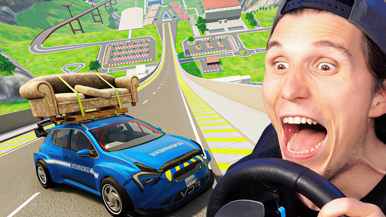 Ich springe mit 13 ZUFÄLLIG GENERIERTEN Autos über die XXL Sprungschanze  | BeamNG