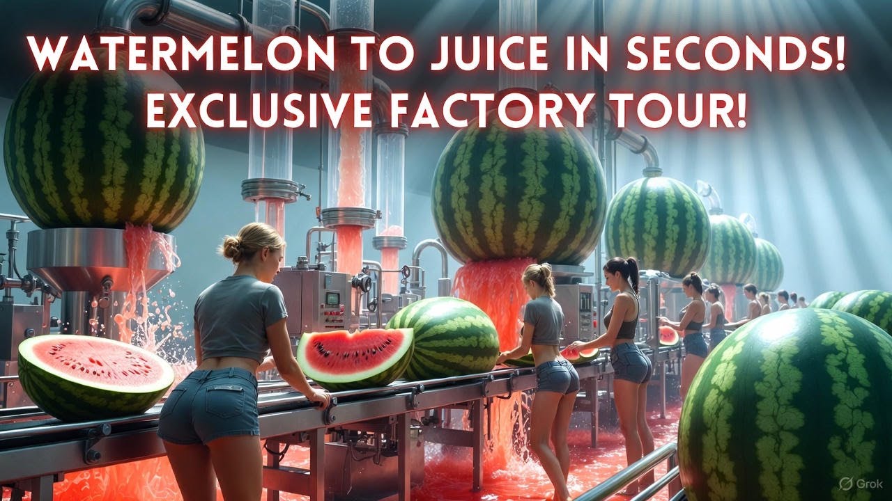 Inside a Modern Watermelon Factory | From Raw Watermelons to Pasteurized Juice (Full Process)