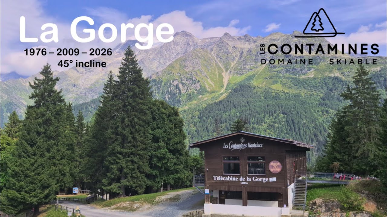 The steepest 4-seater gondola in the world! TCD4 'La Gorge' Les Contamines, France (Summer) 