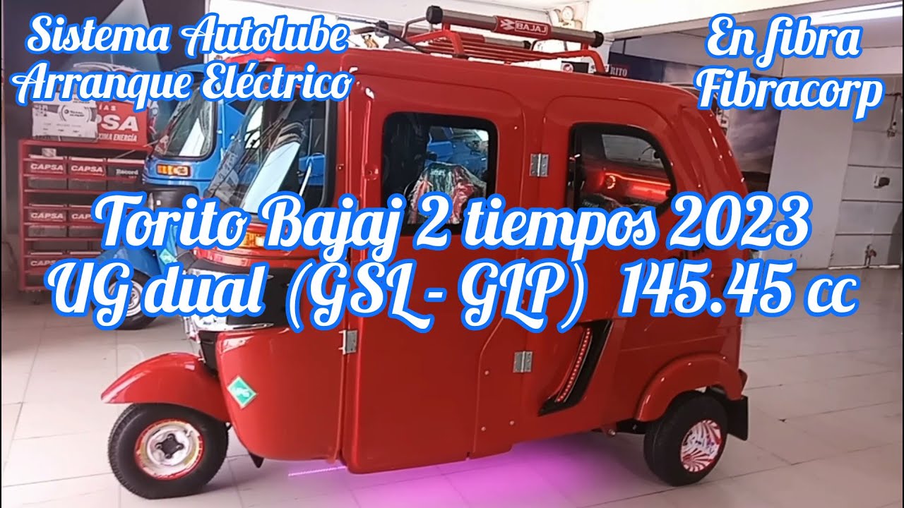 TORITO BAJAJ 2 TIEMPOS 2023 UG dual (GSL-GLP) 145.45 CC, en fibra FIBRACORP CLASICO EQUIPADO TUNEADO