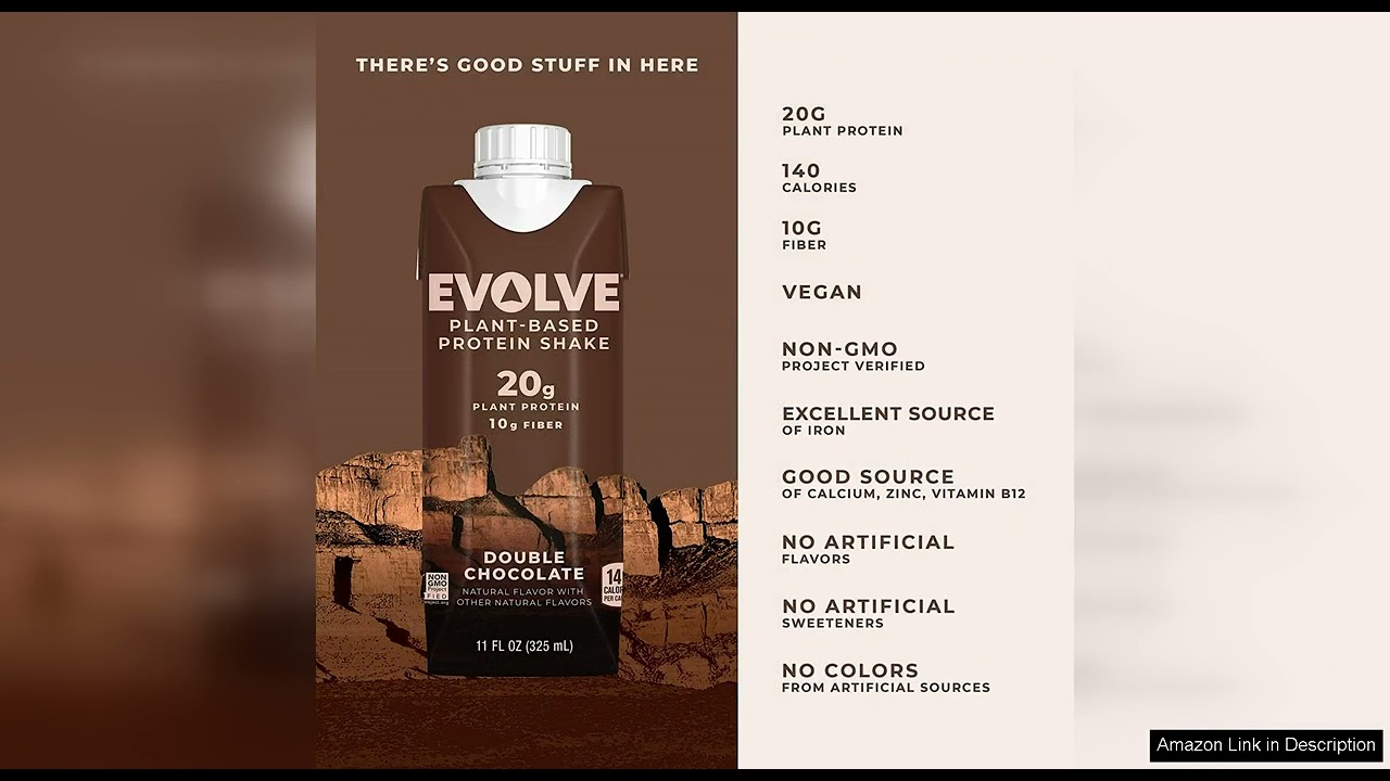 Evolve Plant Based Protein Shake, Double Chocolate, 20g Vegan Protein, Dairy Free, Review