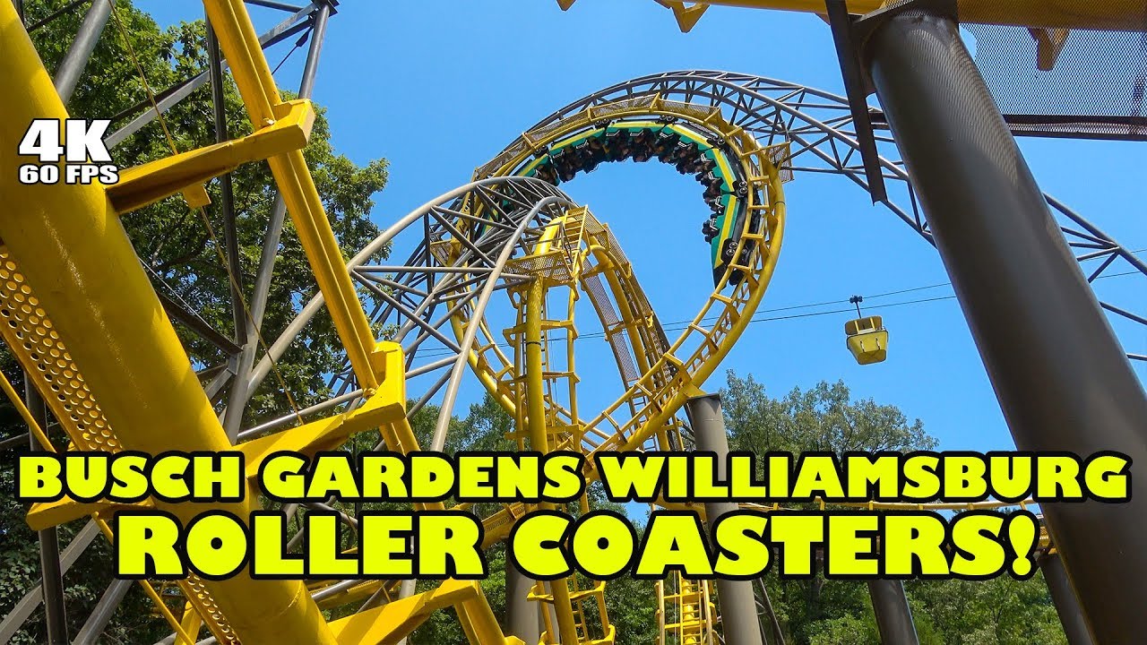 Busch Gardens Williamsburg Roller Coasters! Front Seat Onride POVs 4K