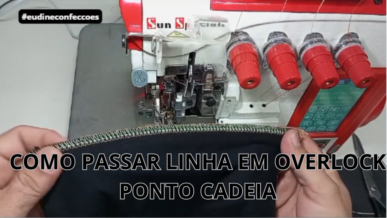 Como passar ou enfiar linha na overlock ponto cadeia eletrônica e em quase todas as overlock.