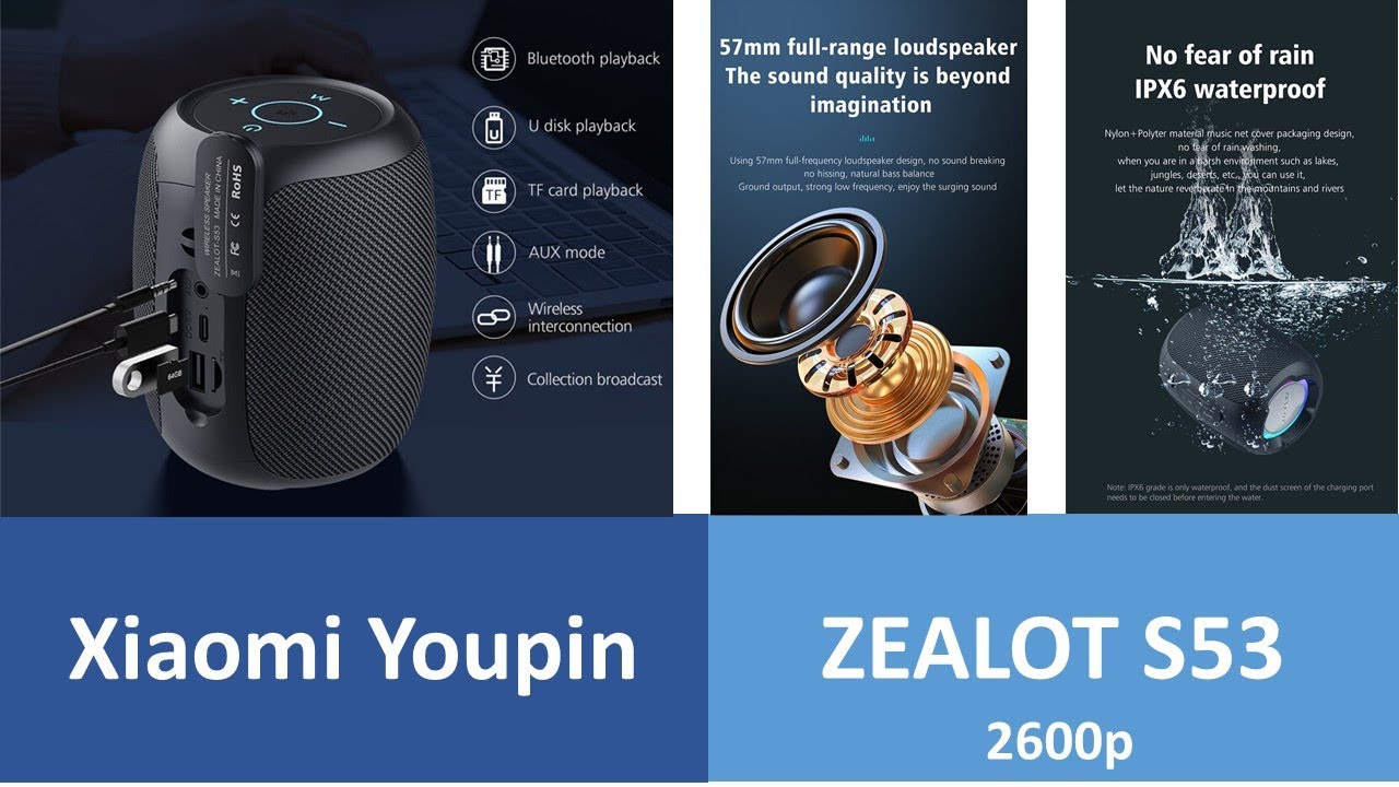 XIAOMI ZEALOT S53 НОВАЯ ВОДОНЕПРОНЕЦАЕМАЯ КОЛОНКА BLUETOOTH 5.0 с ФЛЕШКОЙ