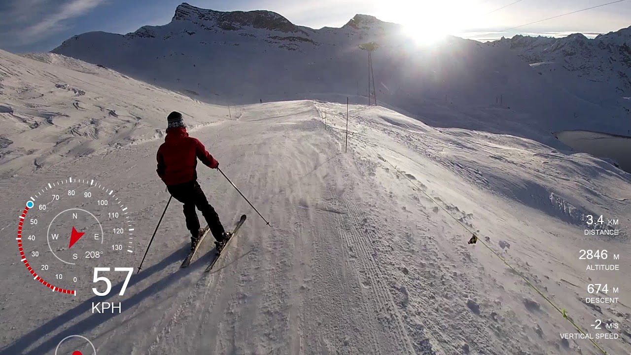 Cervinia fast run: Plateau Rosa to Cielo Alto, 8 km in 9 minutes, max speed 114 kmh