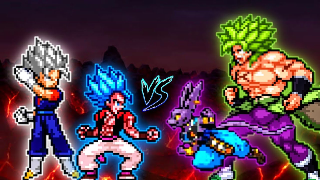 Vegito OP (all form) & Gogeta OP (all form) VS Beerus OP & Broly DBS OP in Jump Force Mugen
