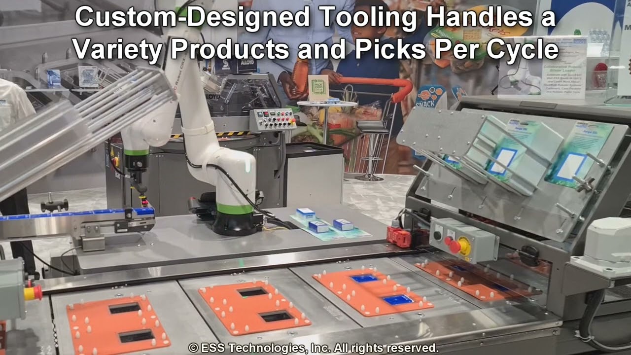 Collaborative TaskMate Robotic Systems® Blister Loader for Alloyd Blister Packaging Machine
