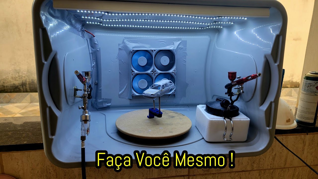 DIY - Cabine de Pintura pra Miniaturas Aerografo | Iluminação Led e Exaustor cooler