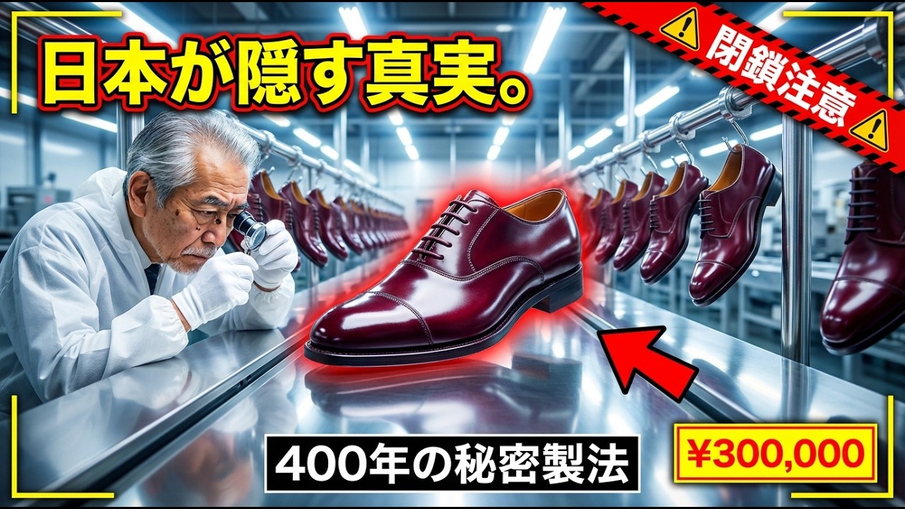 日本の革工場の内部 –（全工程）300万円のコードバン靴ができるまで