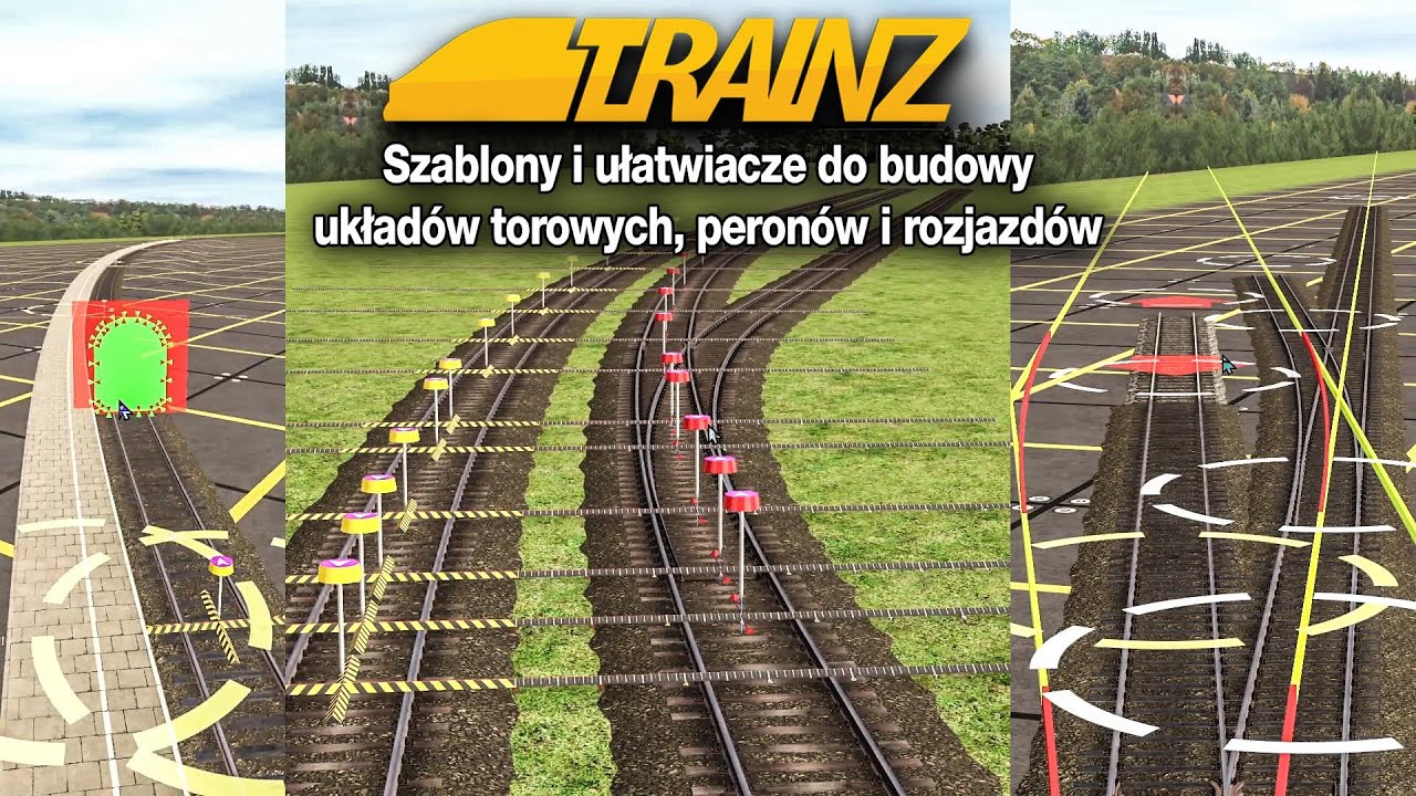 Szablony i ułatwiacze do budowy torów w Trainz