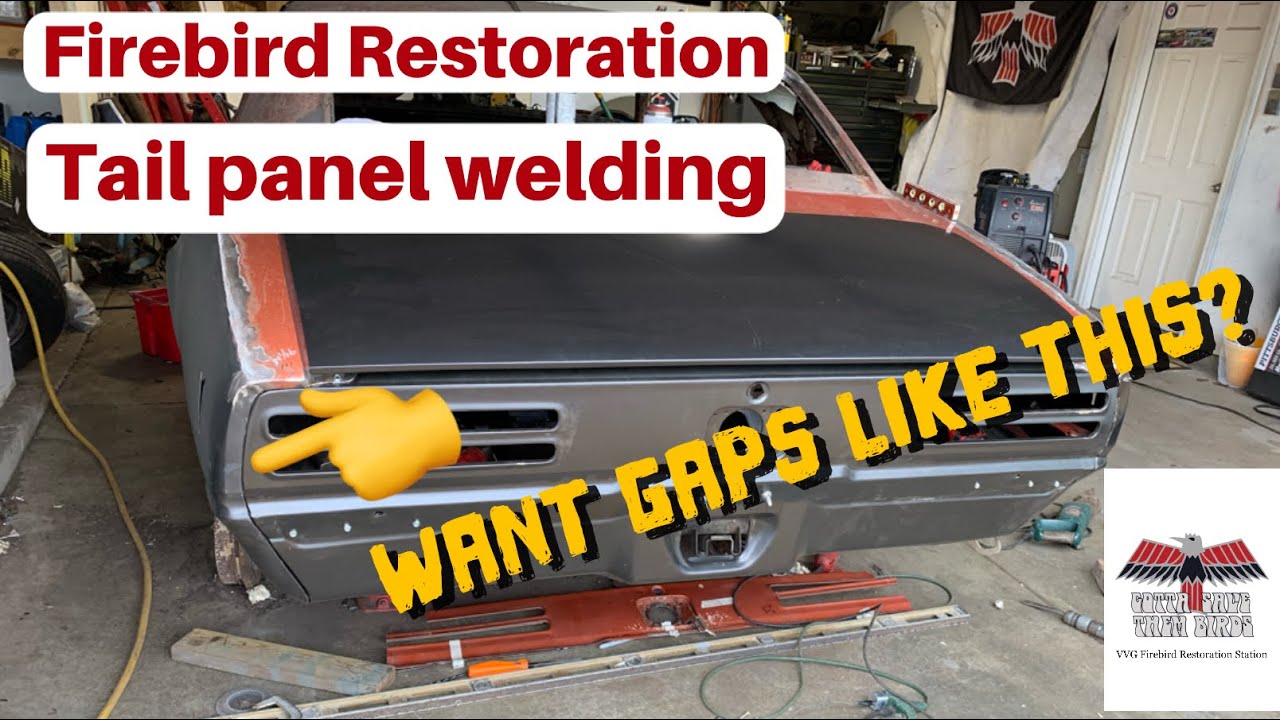 1968 Firebird Restoration Tail panel final installation & welding-complete body overhaul how to
