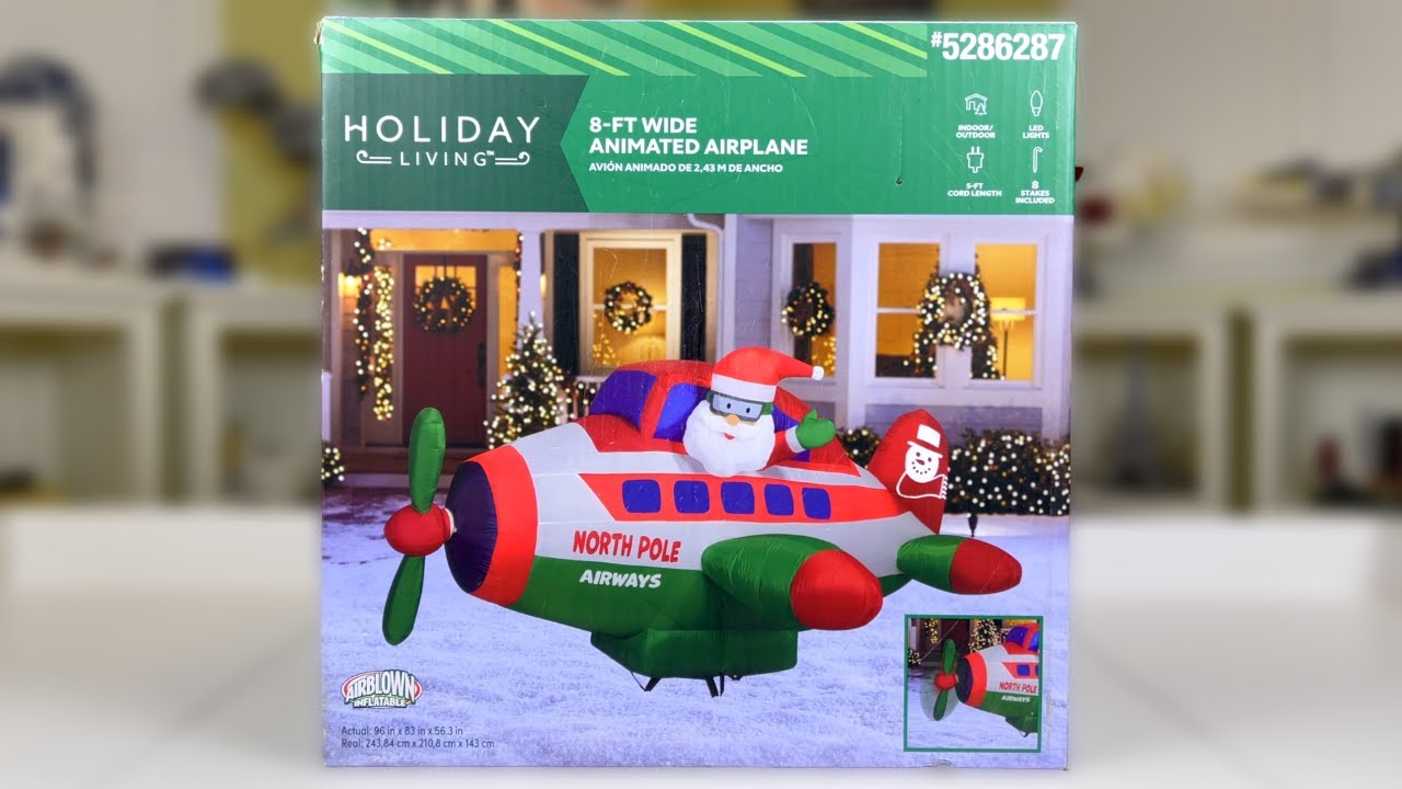 Gemmy 8FT NORTH POLE AIRPLANE Animated Airblown Inflatable Review! (Lowe's 2023 Exclusive)