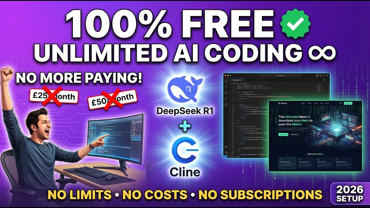 Code with AI for FREE! Unlimited Coding with DeepSeek R1 + Cline - Build Anything Without Limits
