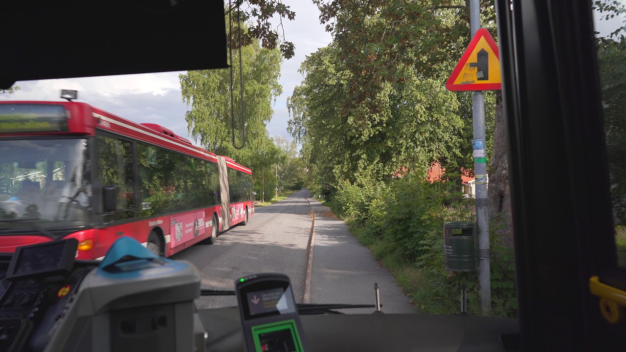 Sweden, Stockholm, bus 824 ride from Tyrestavägen to Trollbäckens Centrum