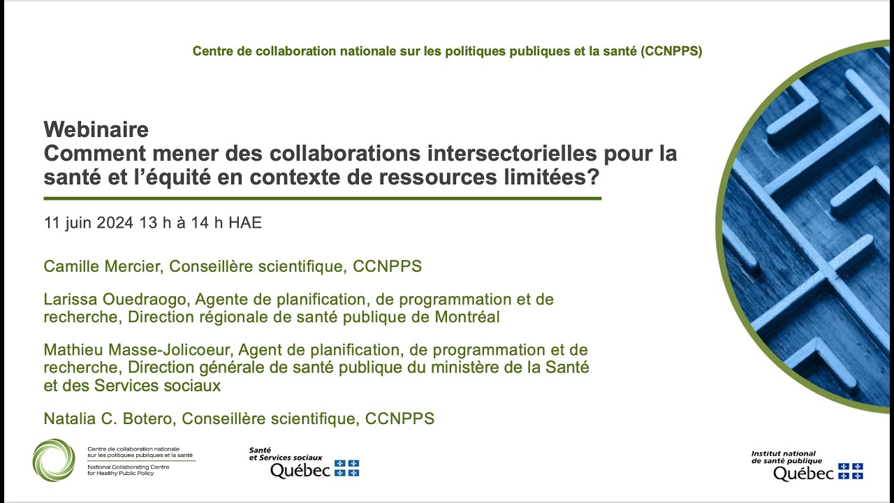 Webinaire – Les collaborations intersectorielles pour la santé lorsque les ressources sont limitées?