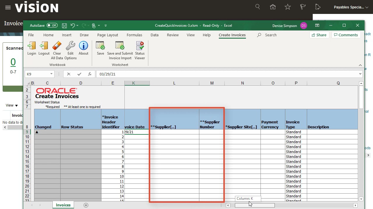 Payables | Create an Invoice in a Spreadsheet