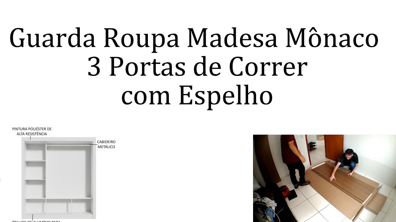 Guarda Roupa Madesa Mônaco, 3 PTS Cor c/ Espelho #montagem #guardaroupas #madesa #riograndedosul