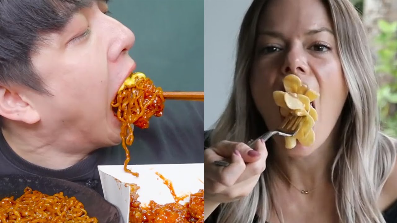 Mukbangers doing insanely BIG BITES