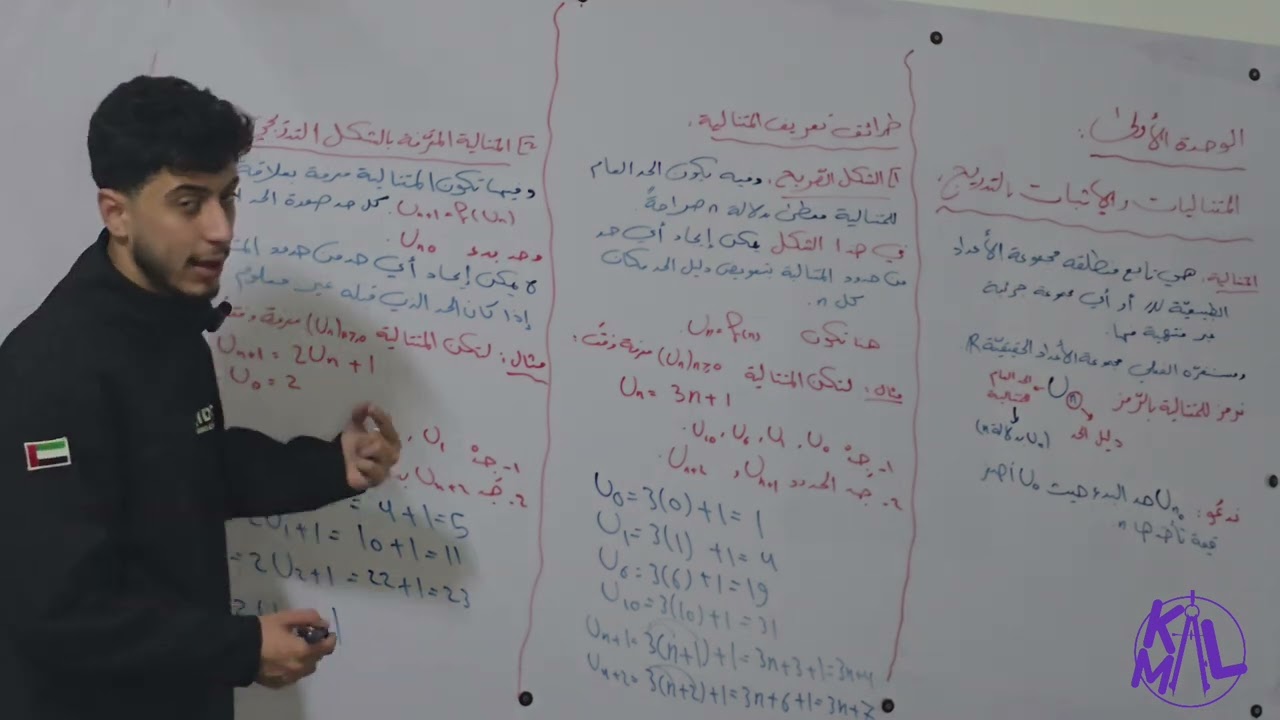 الحصة الأولى من بحث المتتاليات الوحدة الأولى طرق تعريف المتتالية المدرس كمال داؤد بكالوريا سوريا 