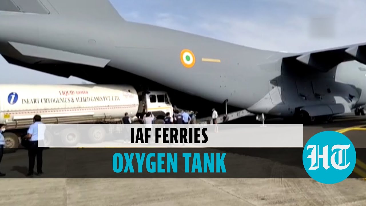 Watch: IAF aircraft ferries oxygen tanker from MP to Gujarat for refilling