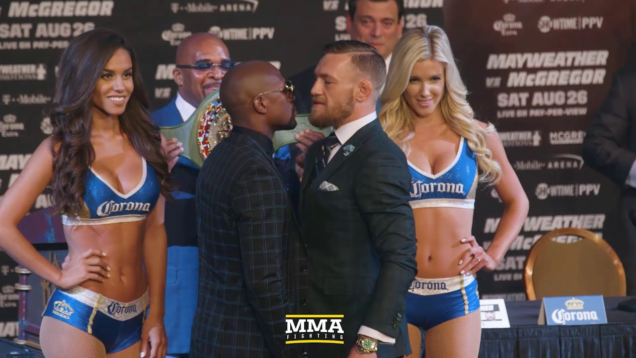Floyd Mayweather vs. Conor McGregor Final Press Conference Staredown - MMA Fighting