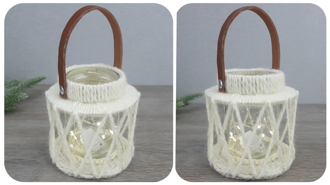 DIY Декоративный Фонарик из стеклянной банки и нитей