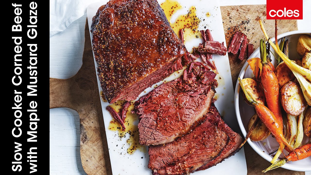 Slow Cooker Corned Beef with Maple Mustard Glaze