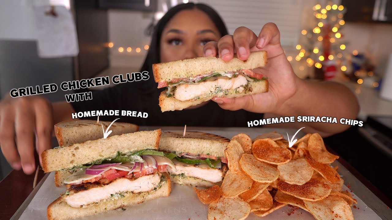 COOKMAS DAY 13!! GRILLED CHICKEN CLUBS AND HOMEMADE CHIPS RECIPE + MUKBANG