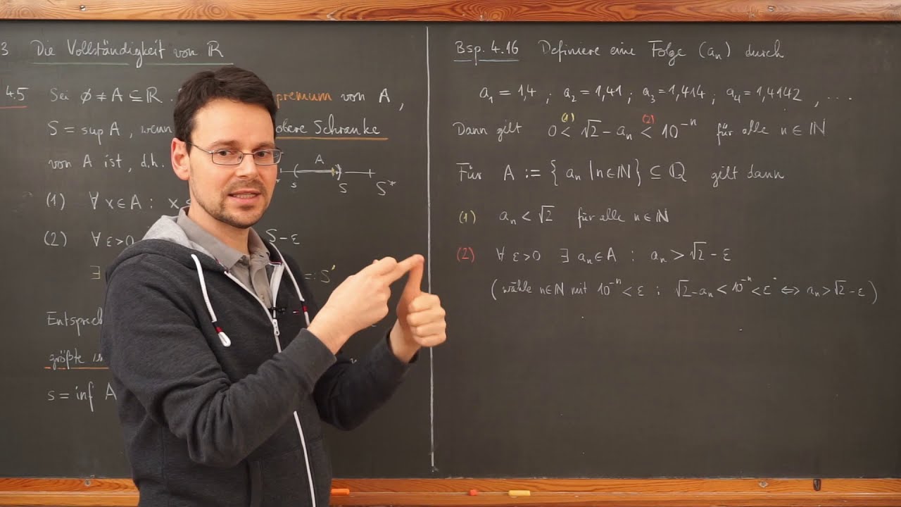 MathePlus / Video 4.20: Die Vollständigkeit der reellen Zahlen (Supremumseigenschaft)