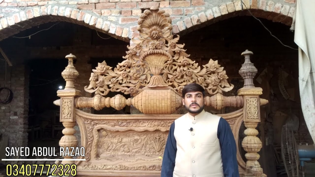 Wooden Chinioti Dholki bed Dressing Side Table Set Design | Modern Chiniot Furniture With Price