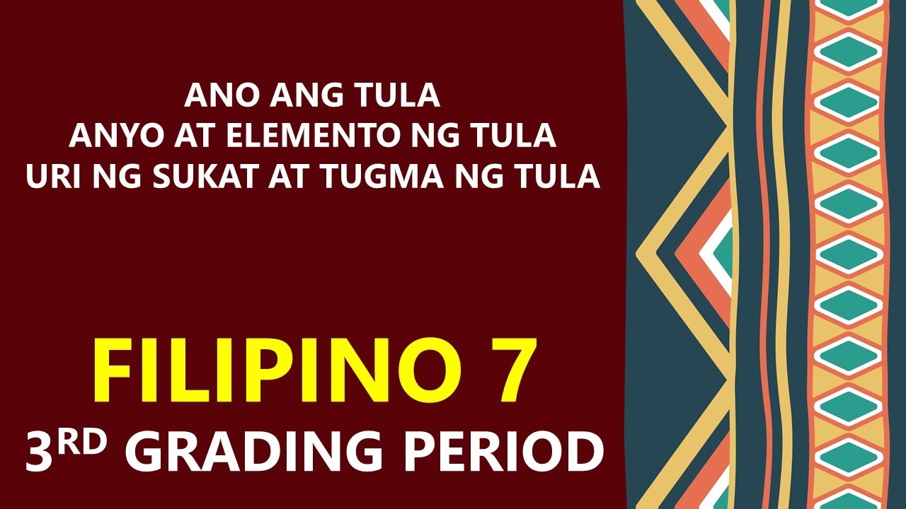 ANYO-ELEMENTO NG TULA|URI NG SUKAT AT TUGMA NG TULA|FILIPINO 7-3RD GRADING|ARALIN SA FILIPINO