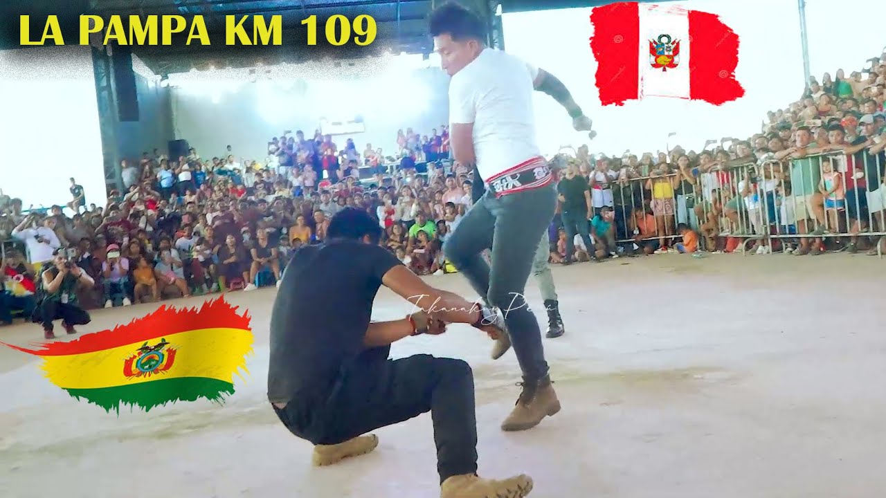 Espectacular Takanakuy Peru vs Tinku Bolivia 2024 La Pampa km 109 Puerto Maldonado grandes titanic