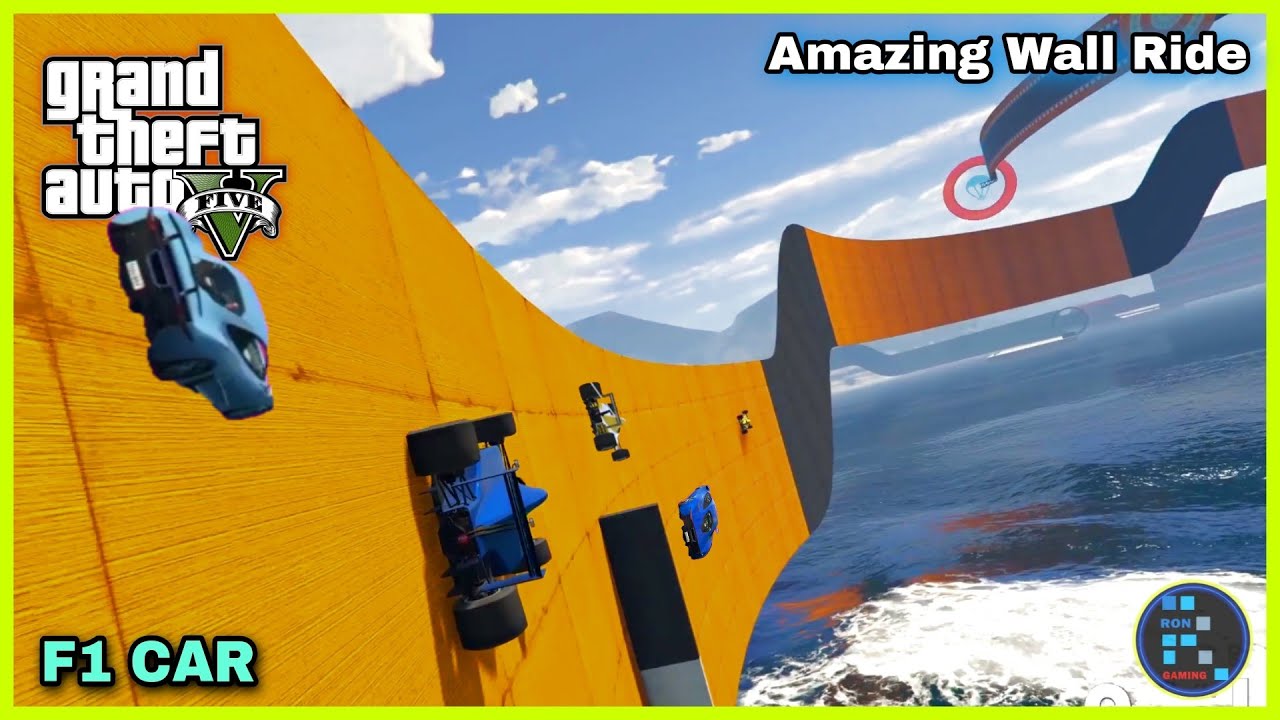GTA  V | F1 CAR Wall Rider Fun Parkour With RON