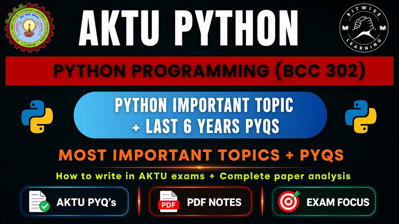 Python Programming last 6 year PYQs and Important Questions | AKTU B.Tech CSE (BCC302)