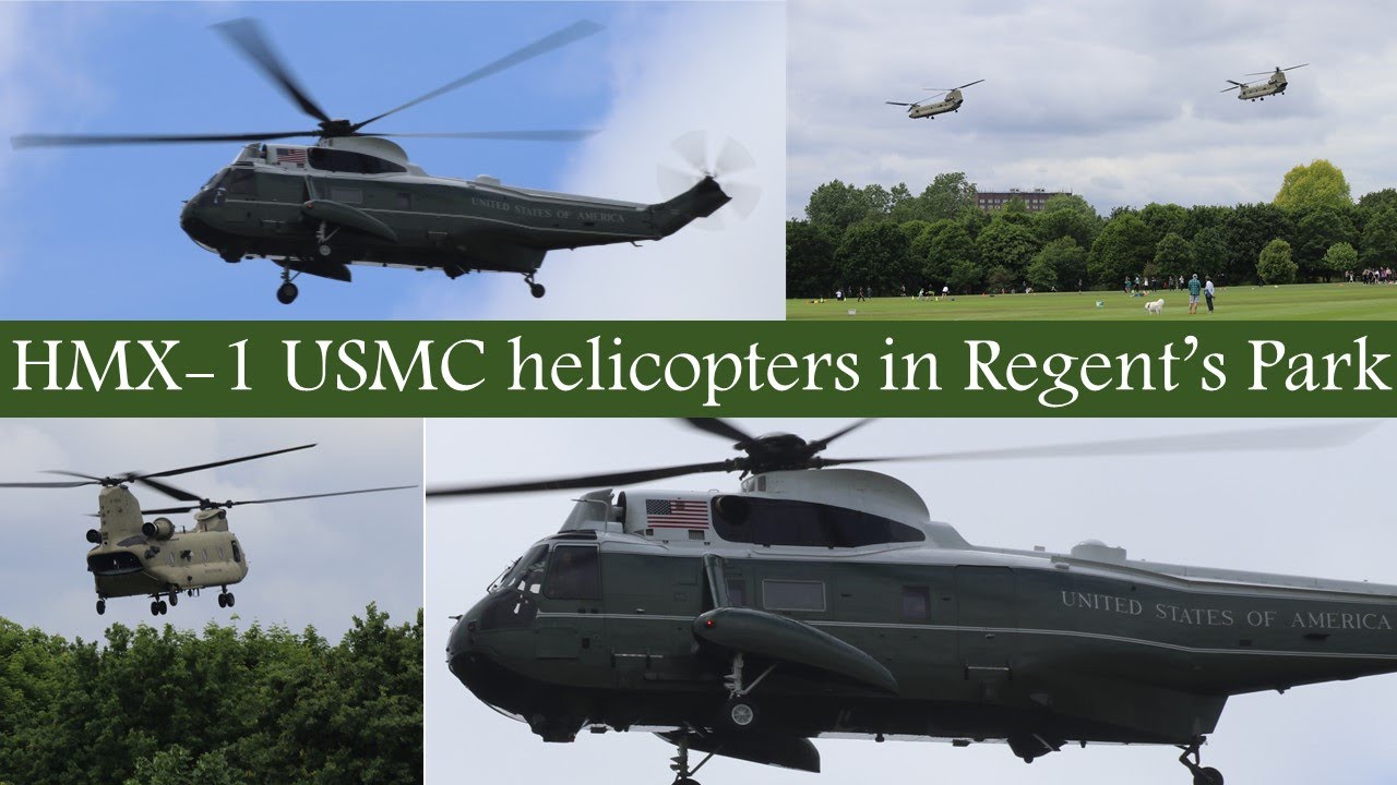 HMX-1 USMC & US Army Helicopters Over Regent's Park