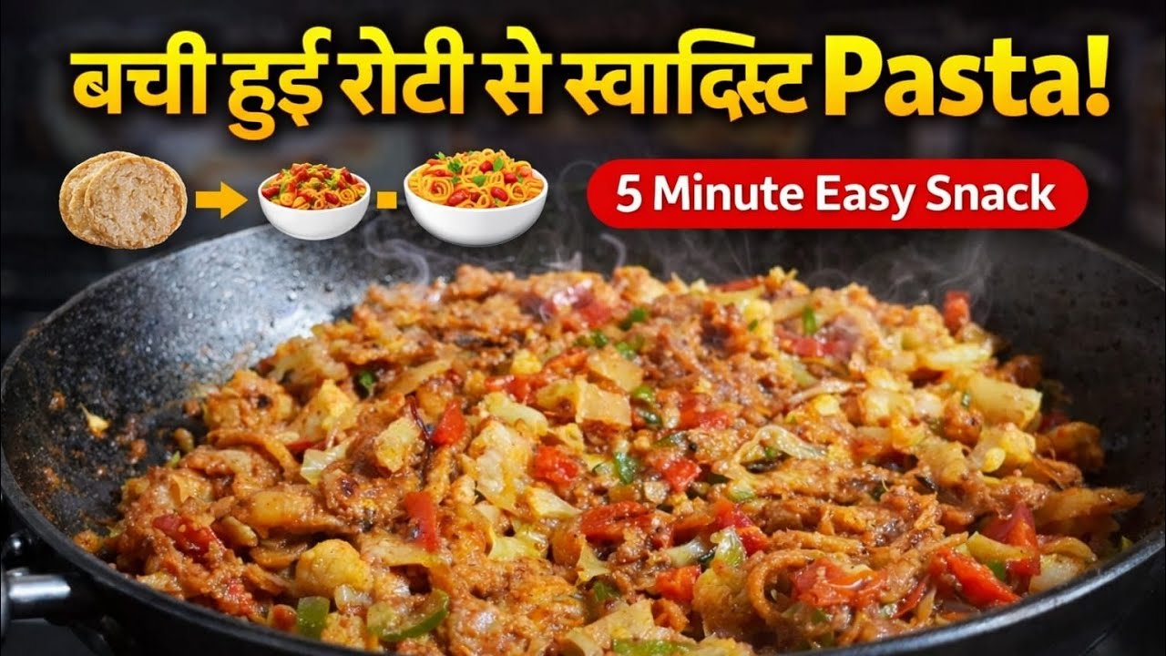 बची हुई रोटी से स्वादिष्ट Pasta | Leftover Roti Pasta Recipe | 5 Minute Easy Snack”