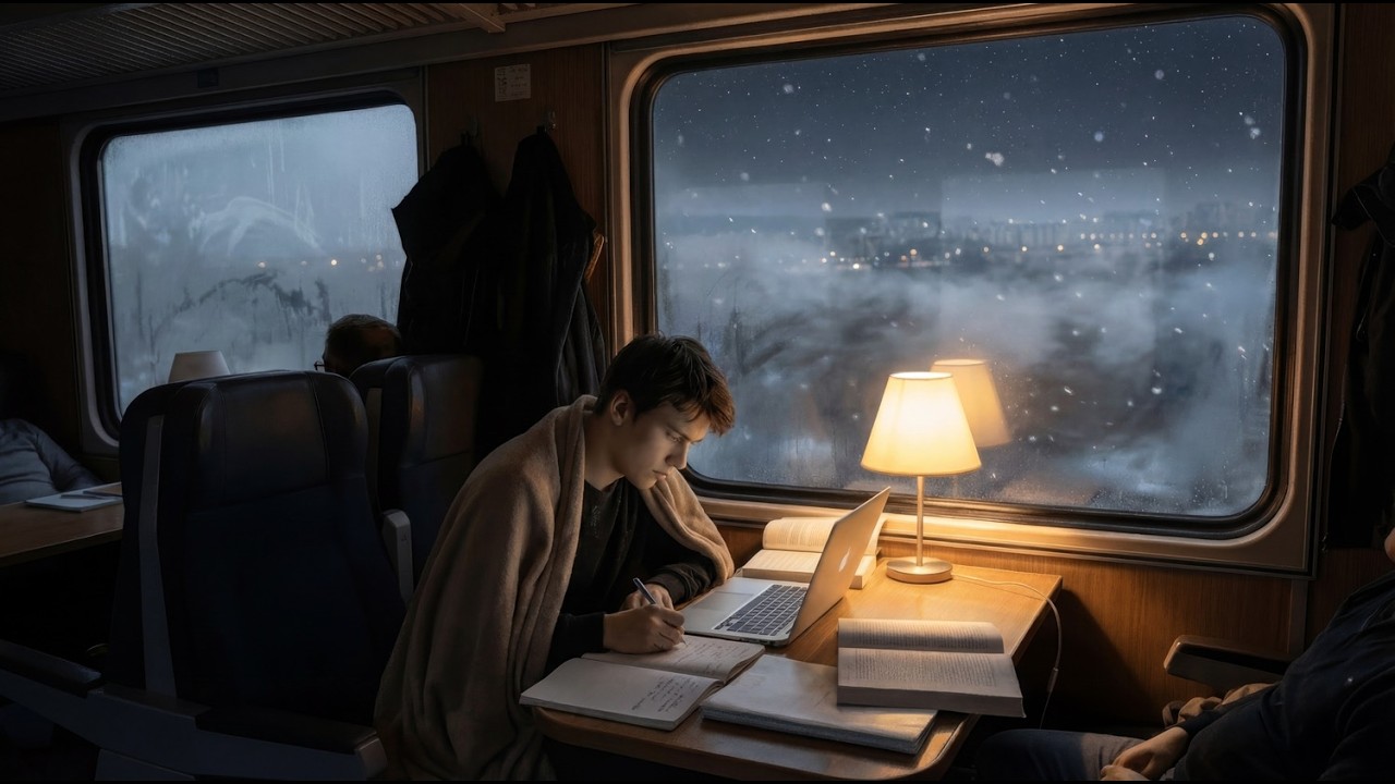 Snowy Night Train Ambience | Work, Deep Focus, Writing [2 Hours]